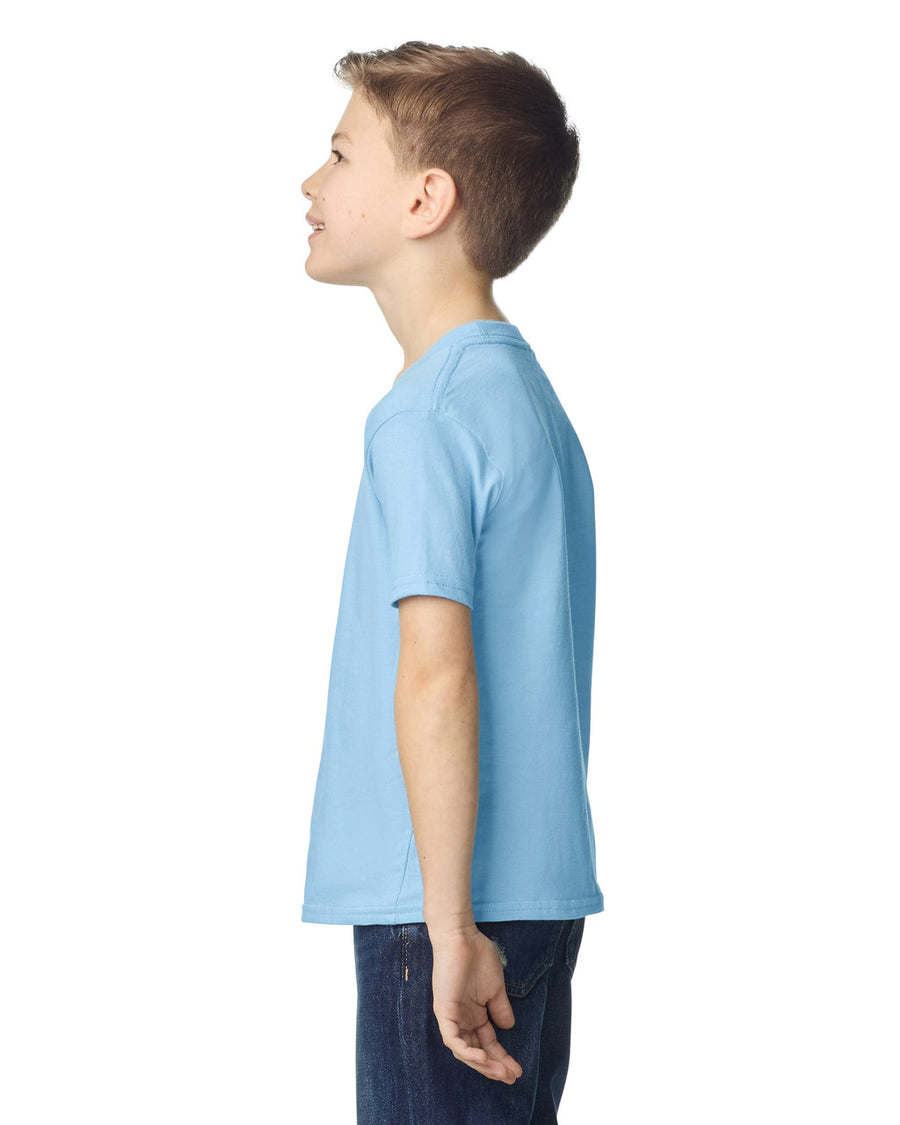 Gildan 64000B Youth Softstyle T-Shirt - Light Blue - model side