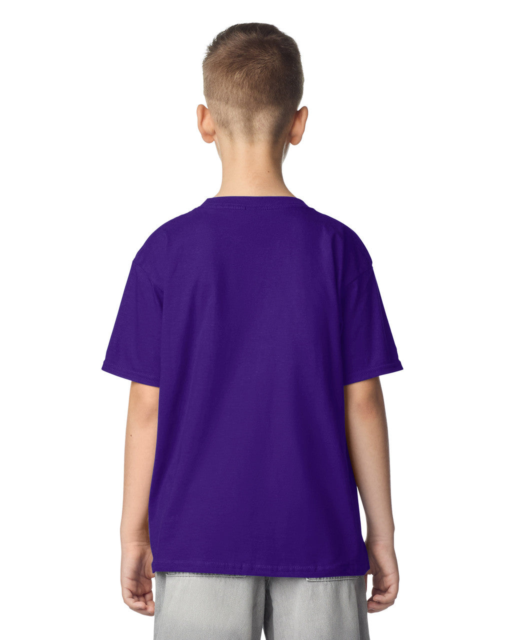 Gildan 64000B Youth Softstyle T-Shirt - Purple - model back