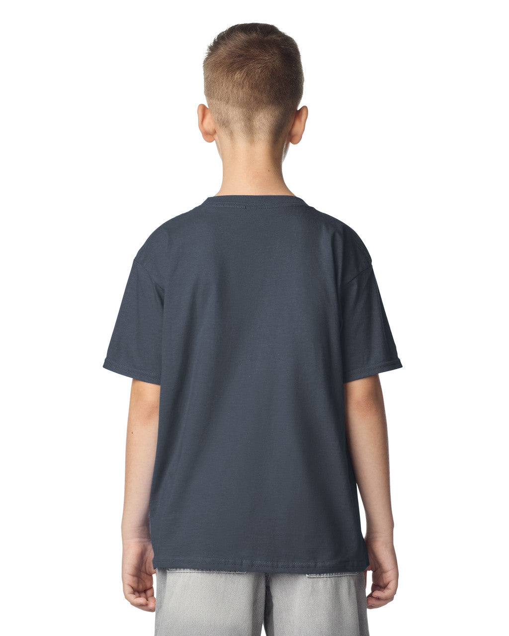 Gildan 64000B Youth Softstyle T-Shirt - Dark Heather - model back