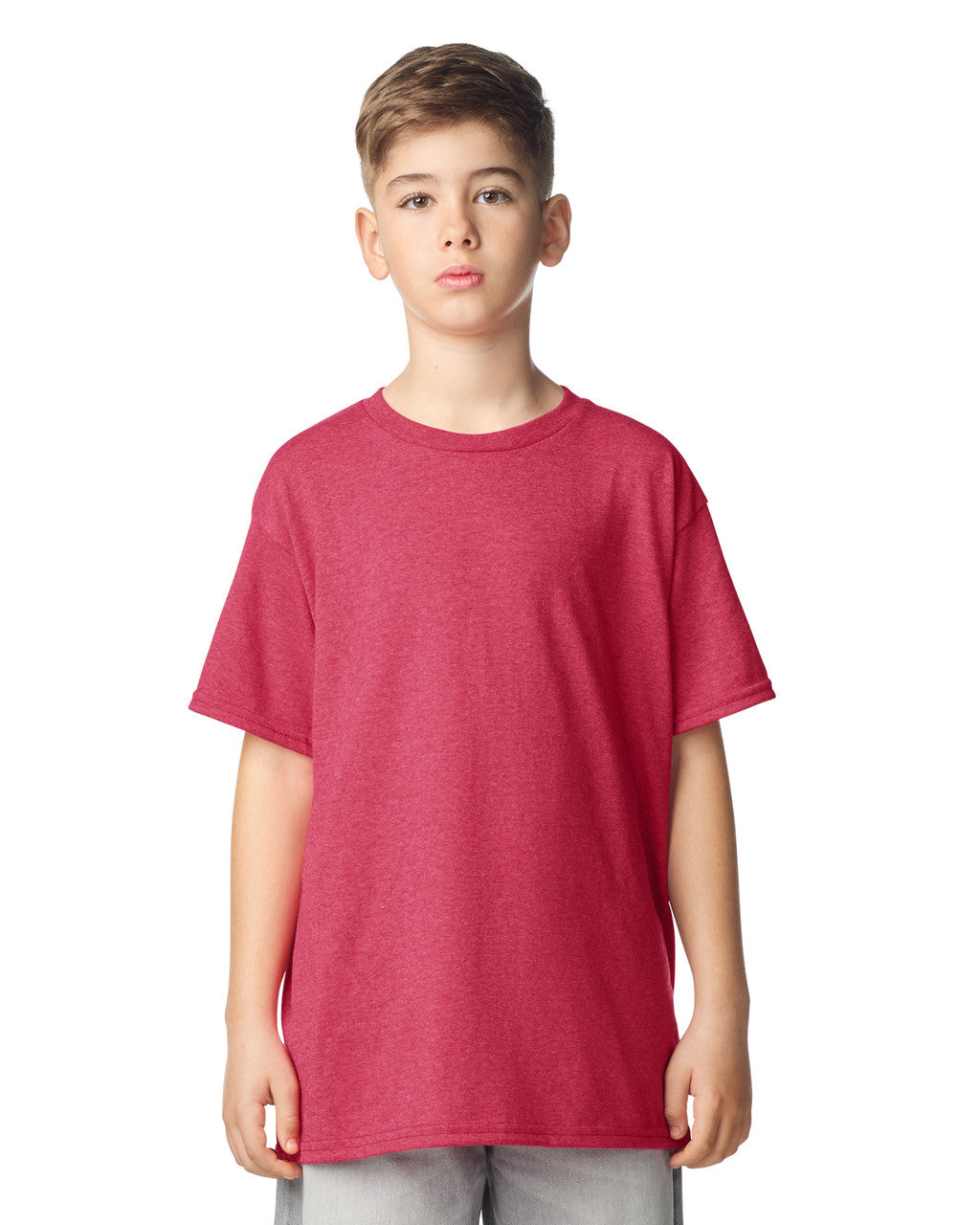 Gildan 64000B Youth Softstyle T-Shirt - Red - model front