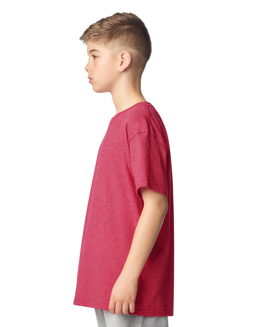 Gildan 64000B Youth Softstyle T-Shirt - Red - model side