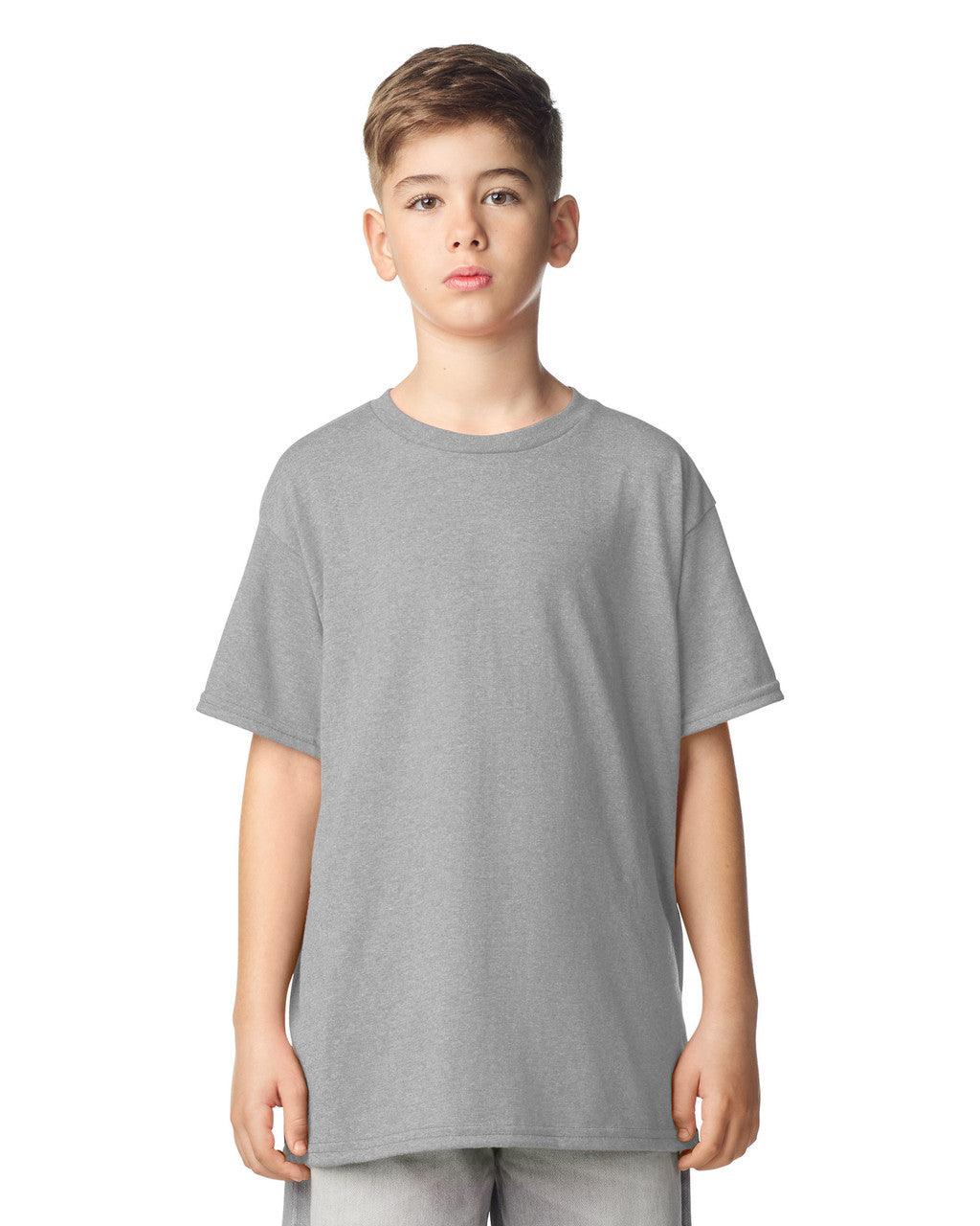 Gildan 64000B Youth Softstyle T-Shirt - Sport Grey - model front