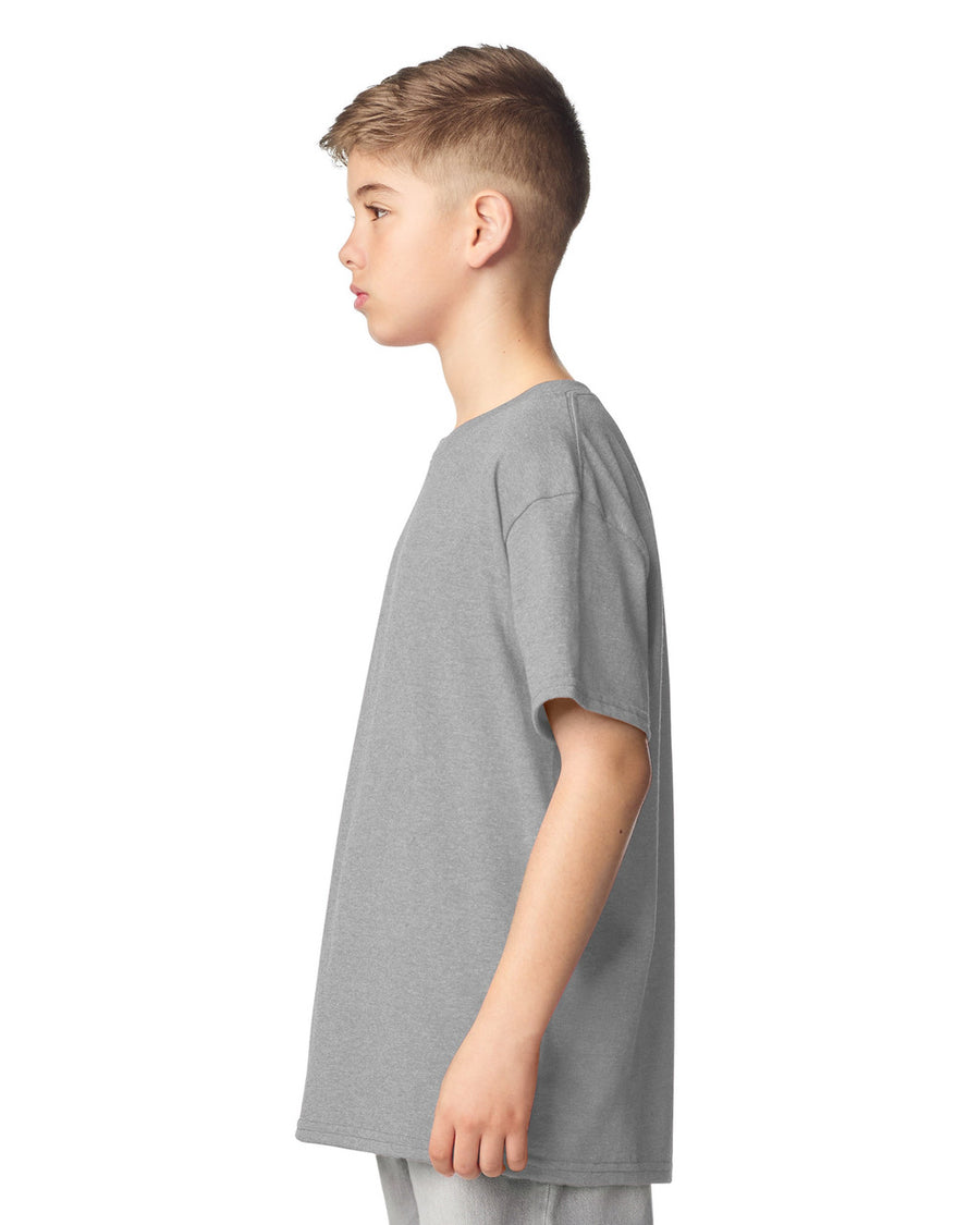 Gildan 64000B Youth Softstyle T-Shirt - Sport Grey - model side