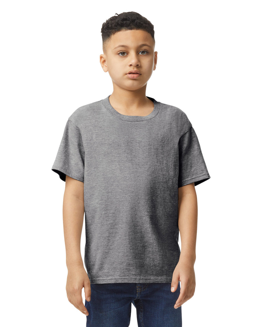 Gildan 64000B Youth Softstyle T-Shirt - Graphite Heather - model front