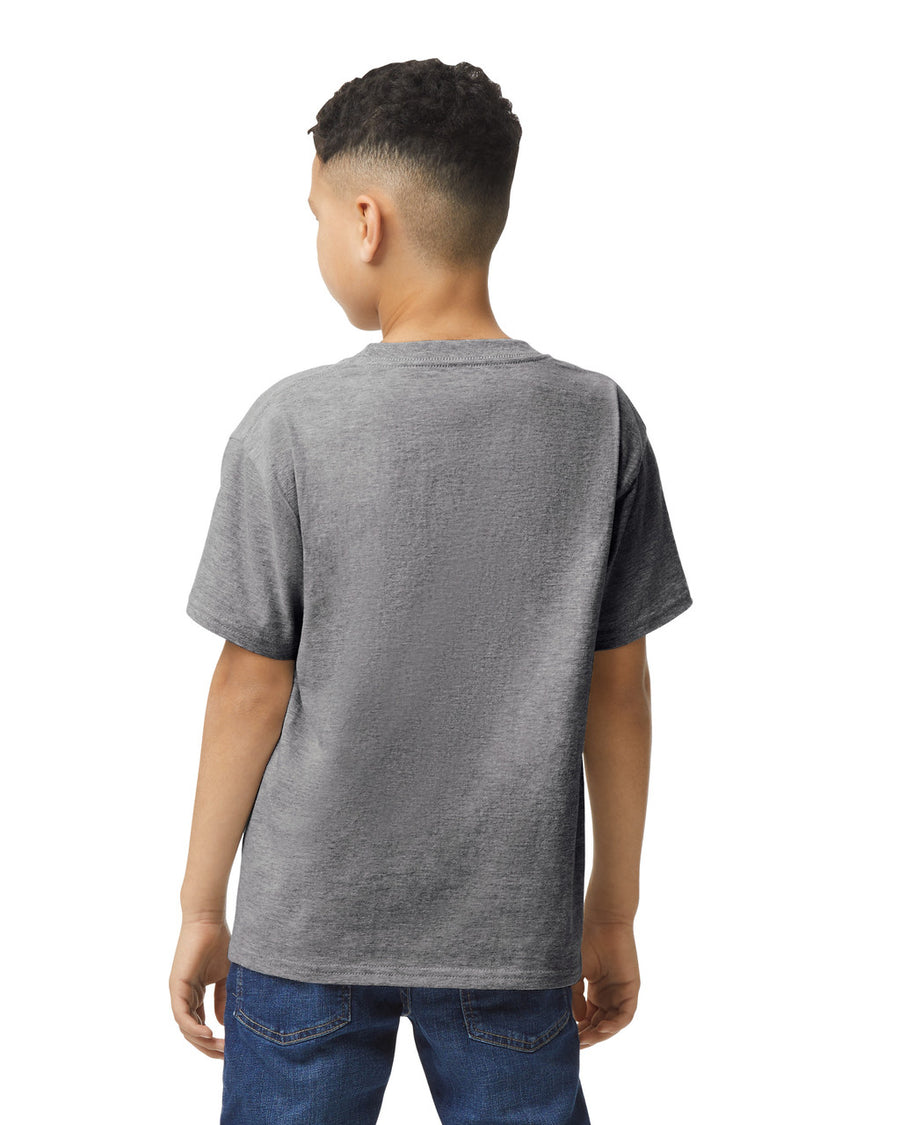 Gildan 64000B Youth Softstyle T-Shirt - Graphite Heather - model back
