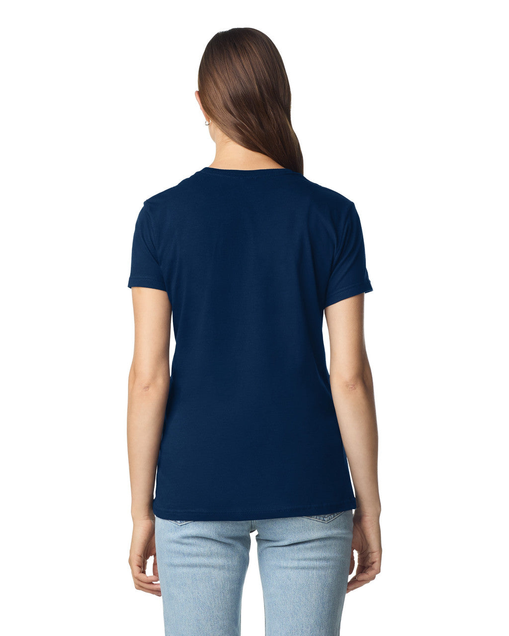 Gildan 64000L Women's Softstyle T-Shirt - Navy - model back