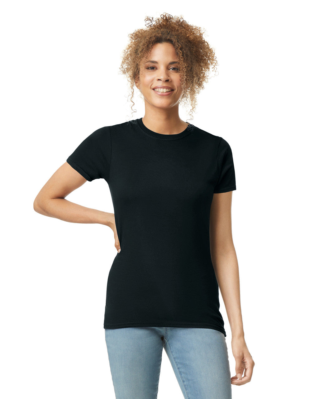 Gildan 64000L Women's Softstyle T-Shirt - Black - model front