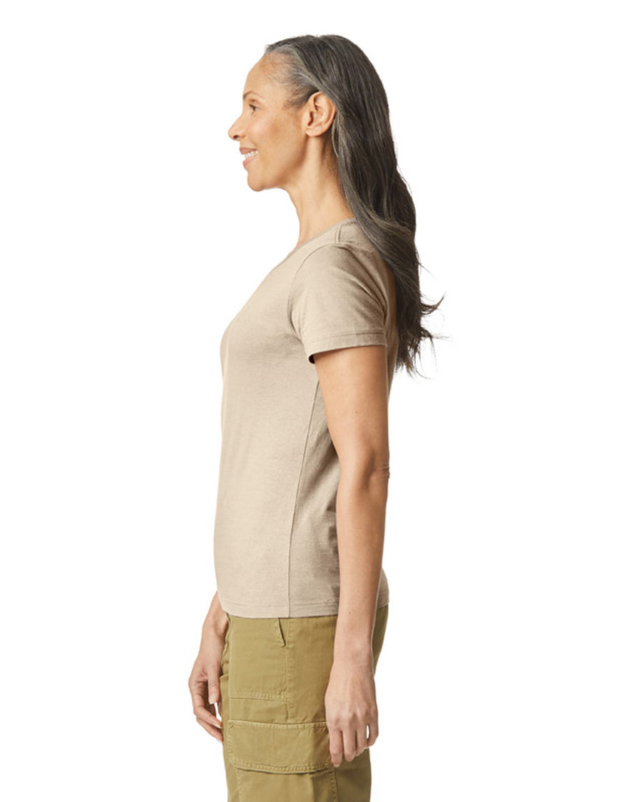 Gildan 64000L Women's Softstyle T-Shirt - Sand - model side