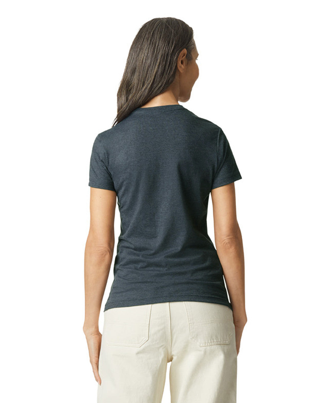 Gildan 64000L Women's Softstyle T-Shirt - Dark Heather - model back