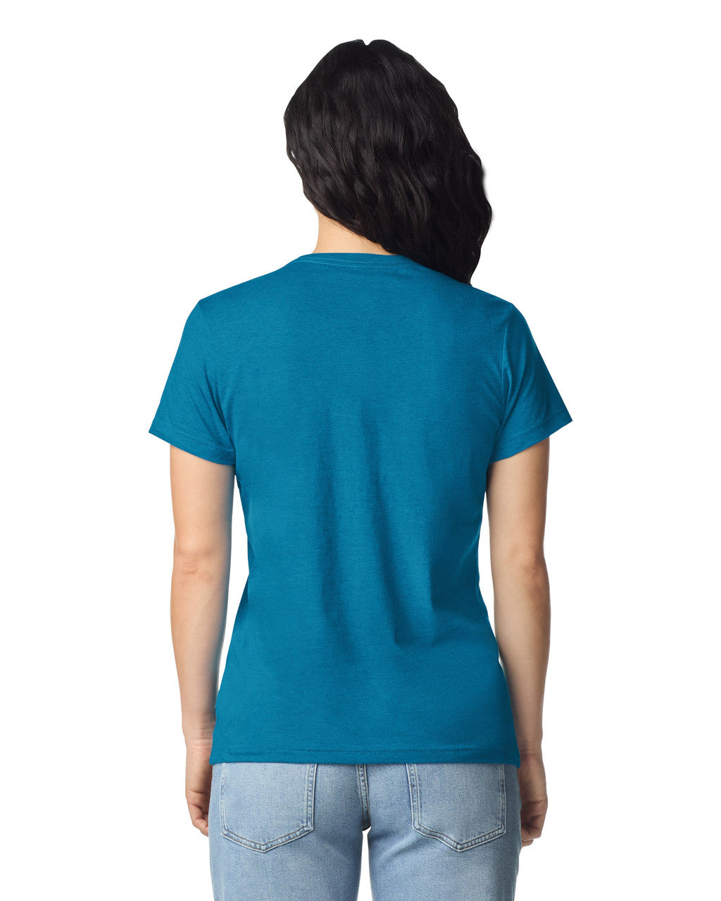 Gildan 64000L Women's Softstyle T-Shirt - Antique Sapphire - model back