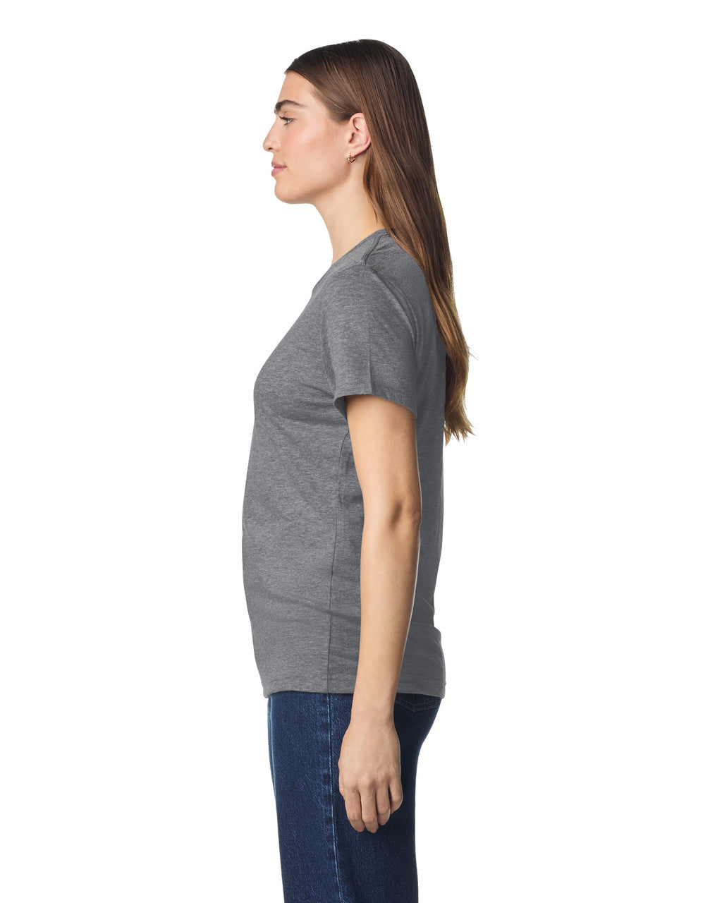 Gildan 64000L Women's Softstyle T-Shirt - Graphite Heather - model side