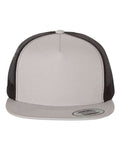 Yupoong 6006 Classic Five-Panel Trucker Cap - Silver/ Black - front