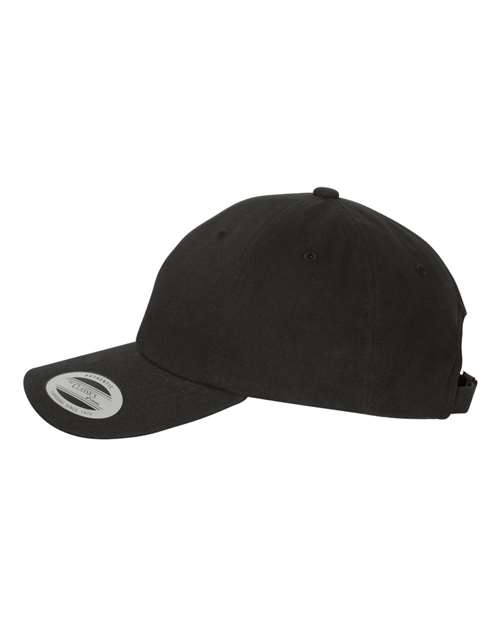 Yupoong 6245PT Peached Cotton Twill Dad Hat - Black - side