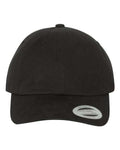 Yupoong 6245PT Peached Cotton Twill Dad Hat - Black - front
