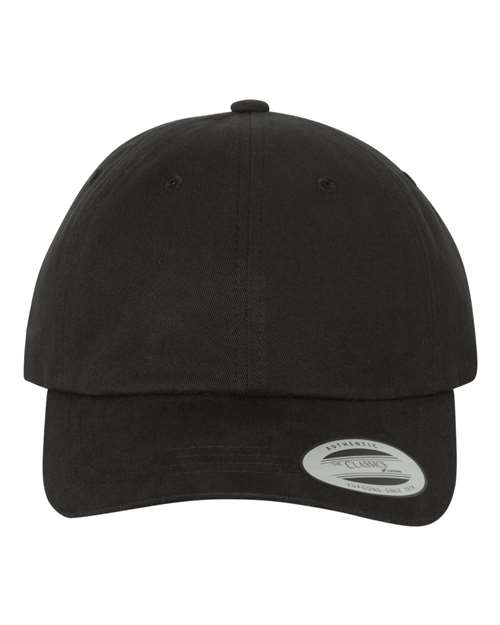 Yupoong 6245PT Peached Cotton Twill Dad Hat - Black - front