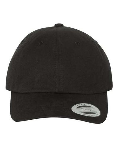 Yupoong 6245PT Peached Cotton Twill Dad Hat - Black - front