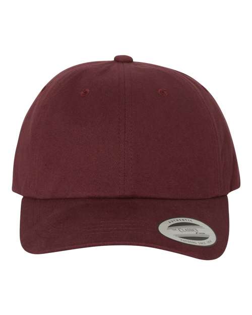 Yupoong 6245PT Peached Cotton Twill Dad Hat - Maroon - front