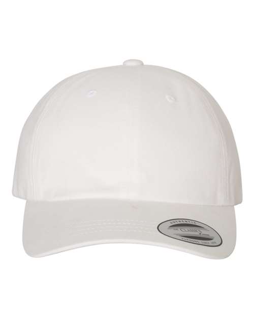 Yupoong 6245PT Peached Cotton Twill Dad Hat - White - front