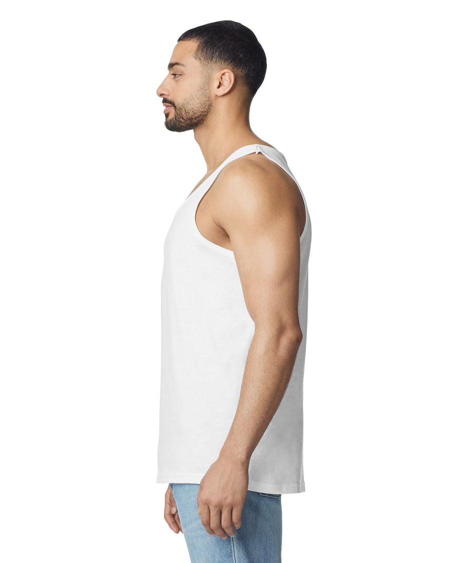 Gildan 64200 Unisex Softstyle Tank Top - White - model side
