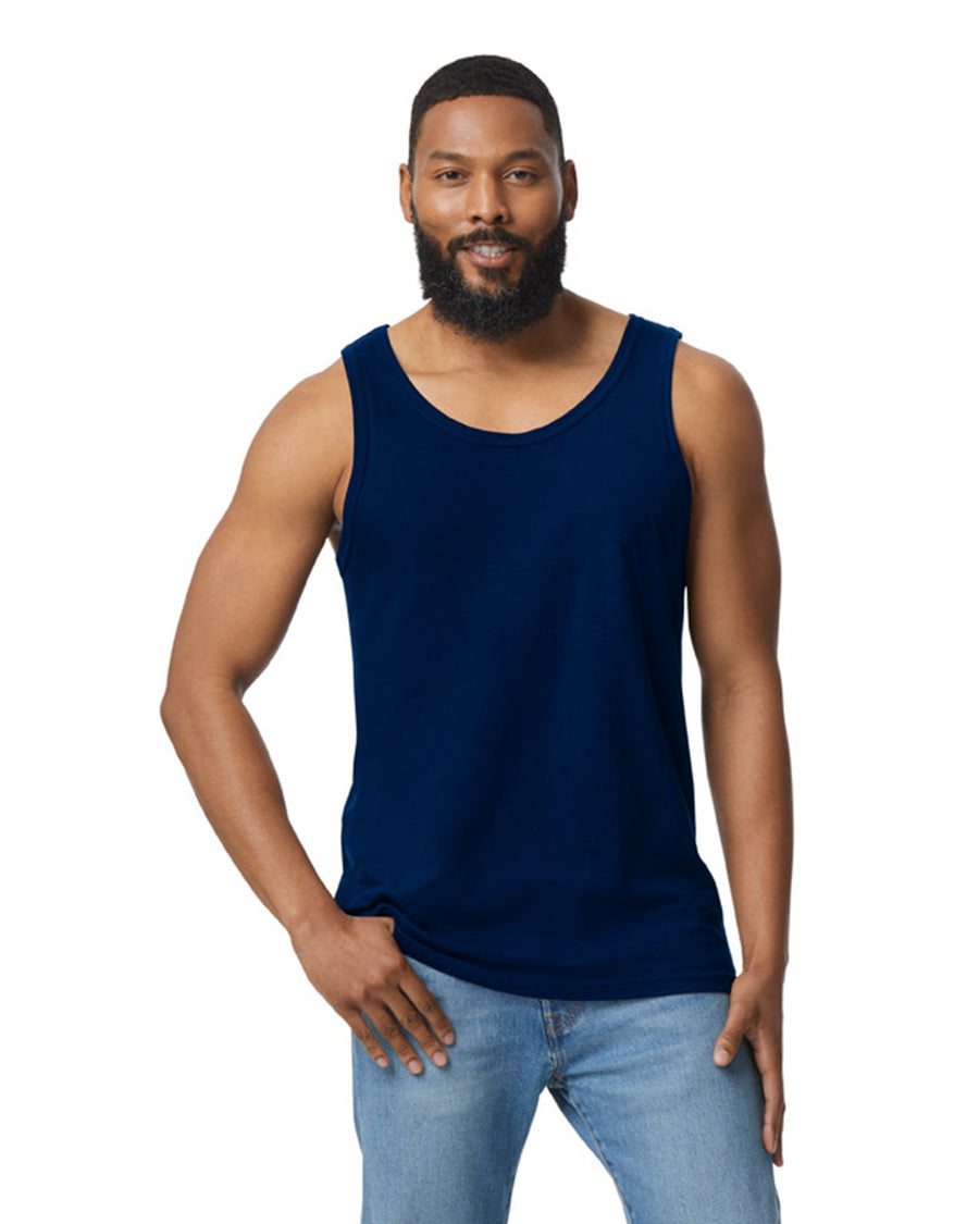 Gildan 64200 Unisex Softstyle Tank Top - Navy - model front