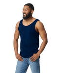 Gildan 64200 Unisex Softstyle Tank Top - Navy - model side