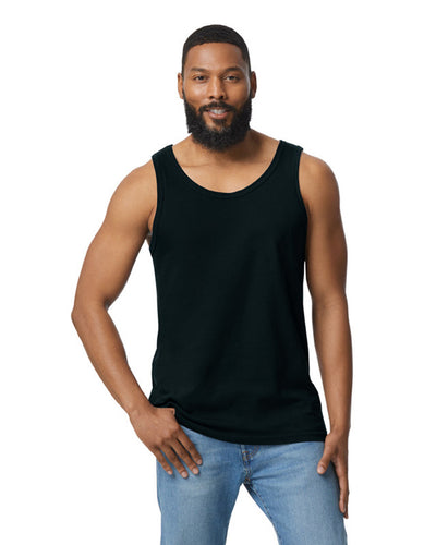 Gildan 64200 Unisex Softstyle Tank Top - Black - model front