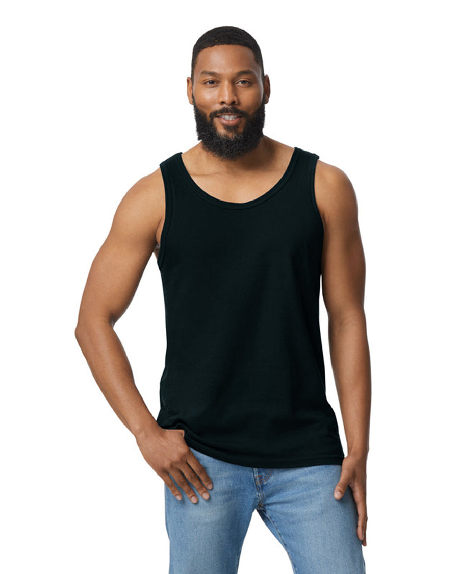 Gildan 64200 Unisex Softstyle Tank Top - Black - model front