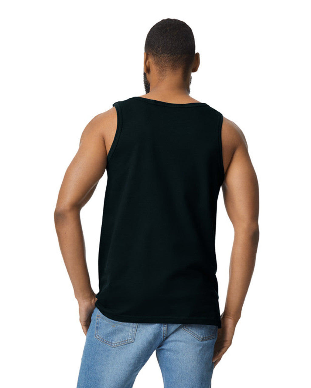 Gildan 64200 Unisex Softstyle Tank Top - Black - model back