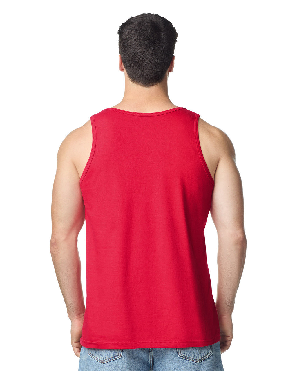 Gildan 64200 Unisex Softstyle Tank Top - Red - model back