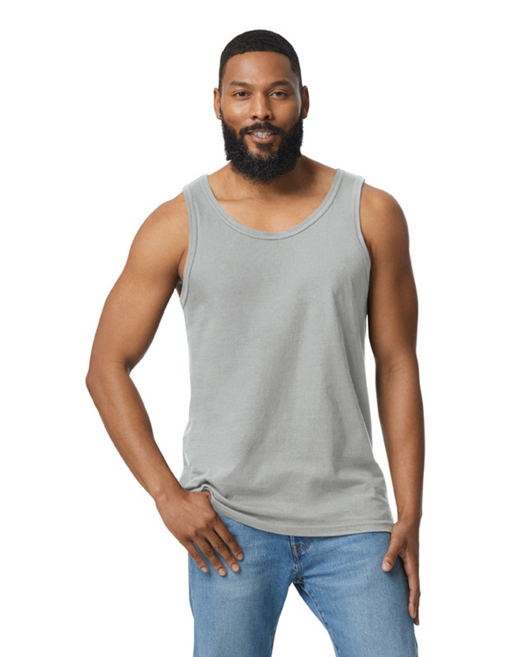 Gildan 64200 Unisex Softstyle Tank Top - Sport Grey - model front