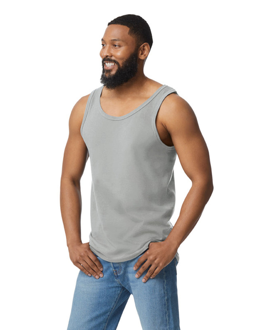 Gildan 64200 Unisex Softstyle Tank Top - Sport Grey - model side