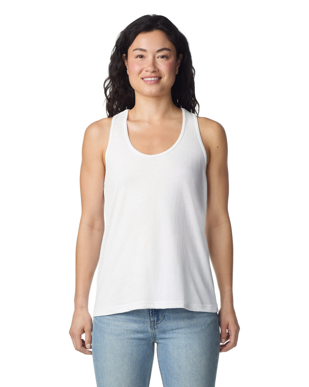 Gildan 64200L Women's Softstyle Tank Top - White - model front
