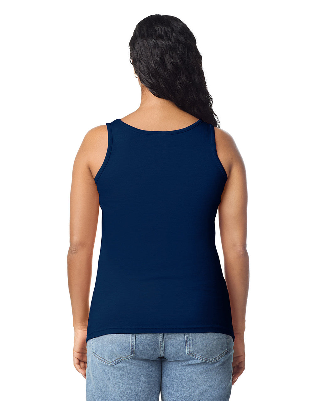 Gildan 64200L Women's Softstyle Tank Top - Navy - model back