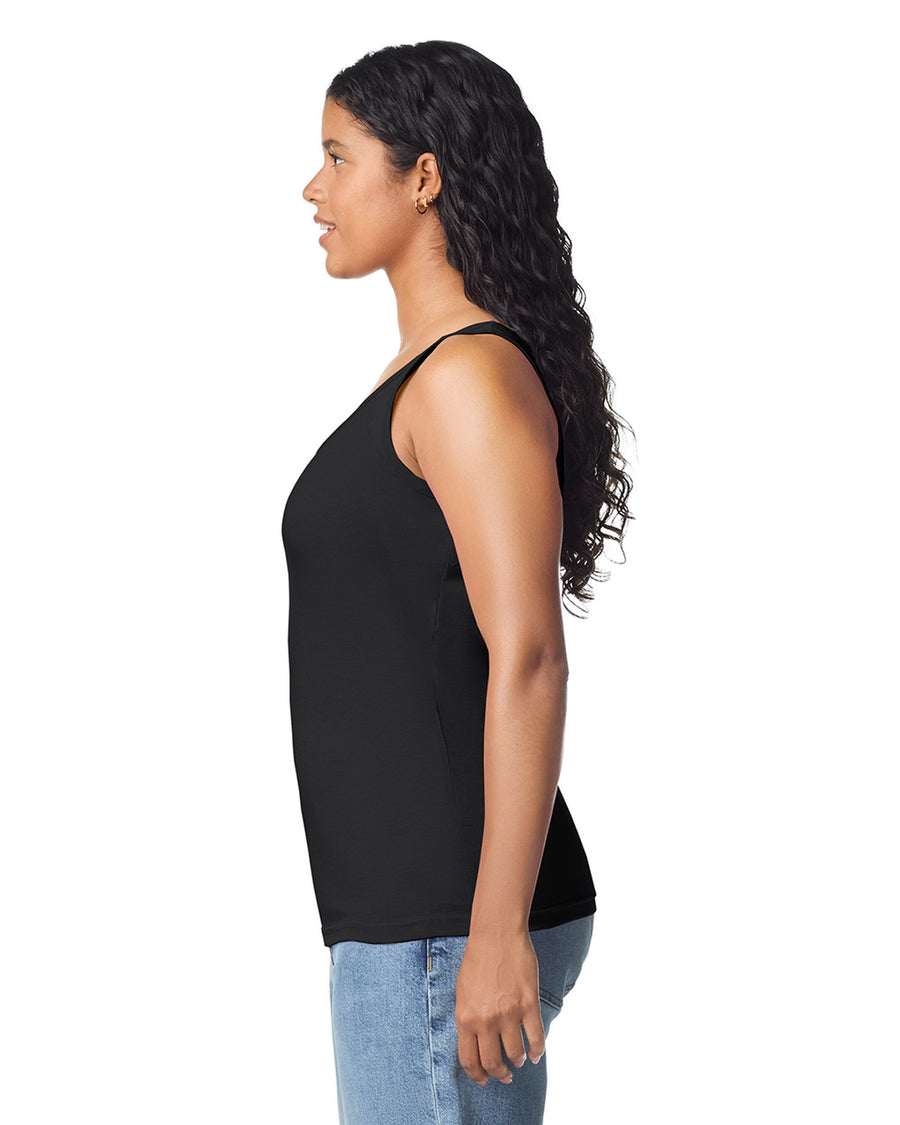 Gildan 64200L Women's Softstyle Tank Top - Black - model side