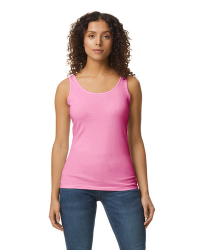 Gildan 64200L Women's Softstyle Tank Top - Azalea - model front
