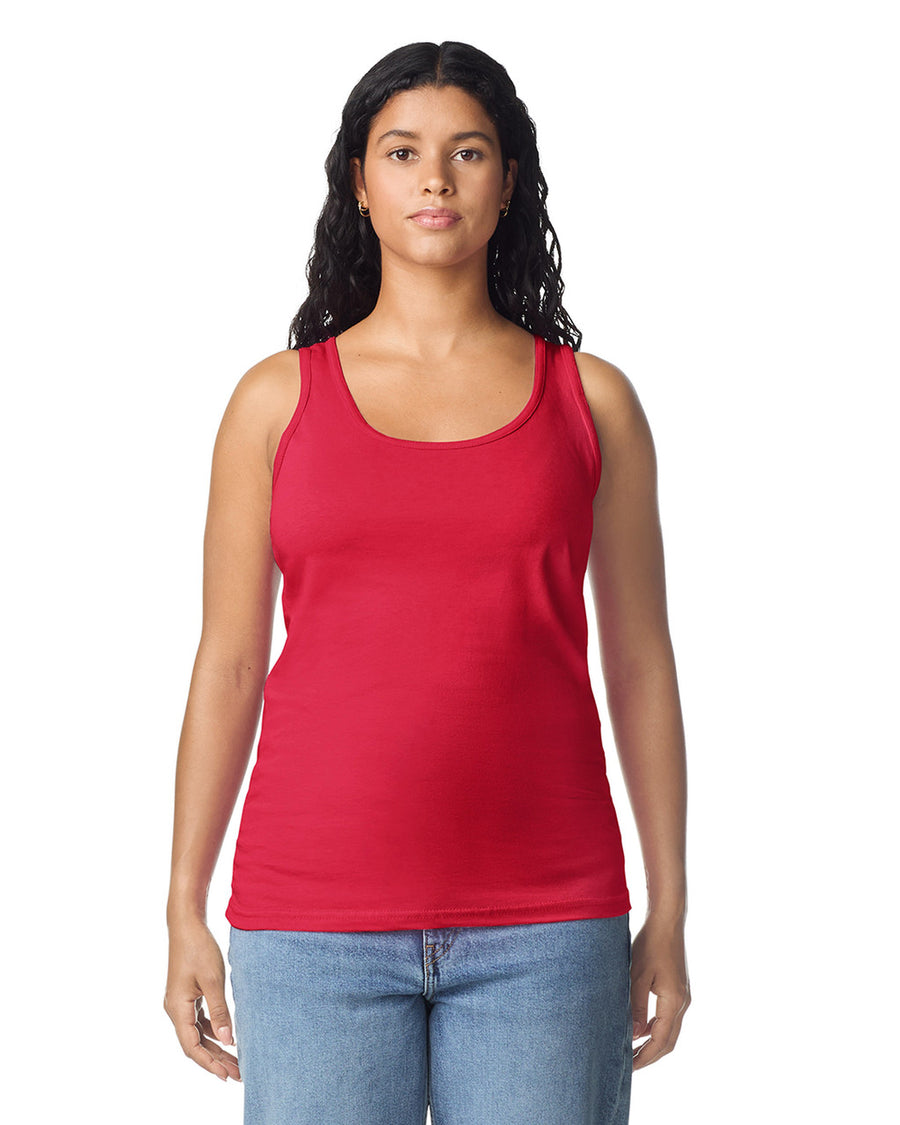 Gildan 64200L Women's Softstyle Tank Top - Cherry Red - model front