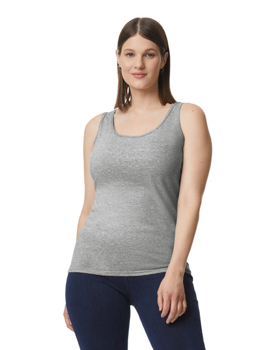 Gildan 64200L Women's Softstyle Tank Top - Sport Grey - model front