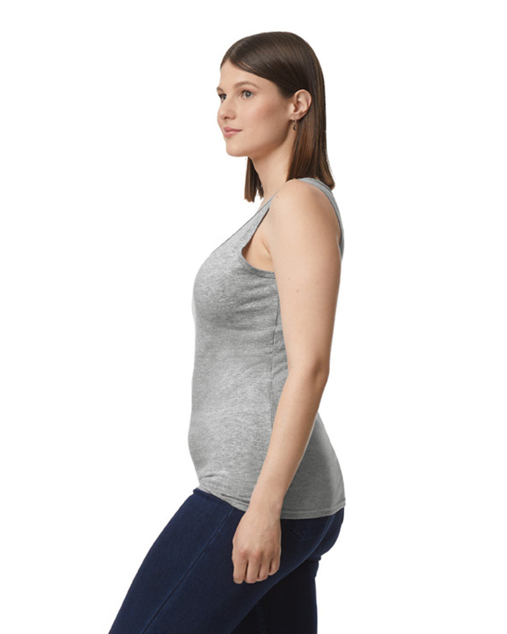 Gildan 64200L Women's Softstyle Tank Top - Sport Grey - model side