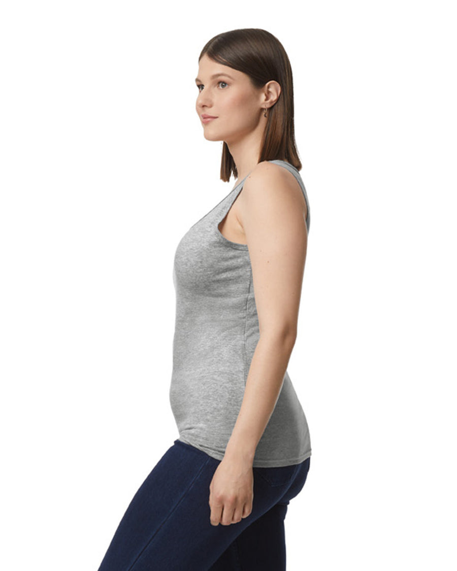 Gildan 64200L Women's Softstyle Tank Top - Sport Grey - model side