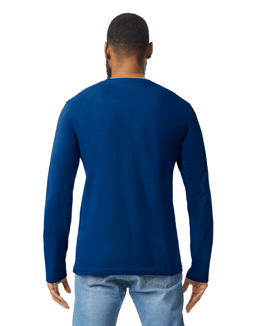 Gildan 64400 Unisex Softstyle Long Sleeve T-Shirt - Navy - model back