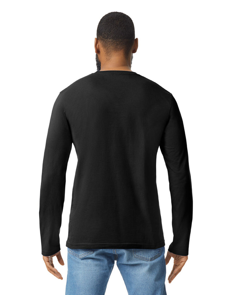 Gildan 64400 Unisex Softstyle Long Sleeve T-Shirt - Black - model back
