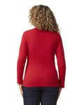 Gildan 64400 Unisex Softstyle Long Sleeve T-Shirt - Cherry Red - model back
