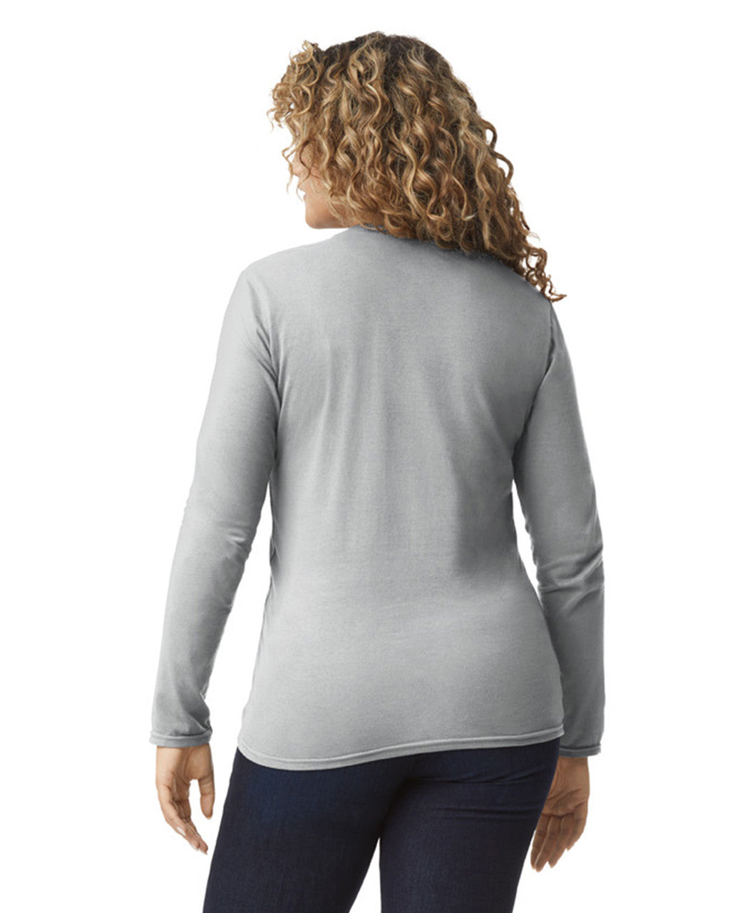 Gildan 64400 Unisex Softstyle Long Sleeve T-Shirt - Sport Grey - model back