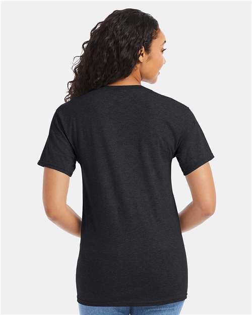 Hanes 5280 Essential-T T-Shirt - Charcoal Heather - model back