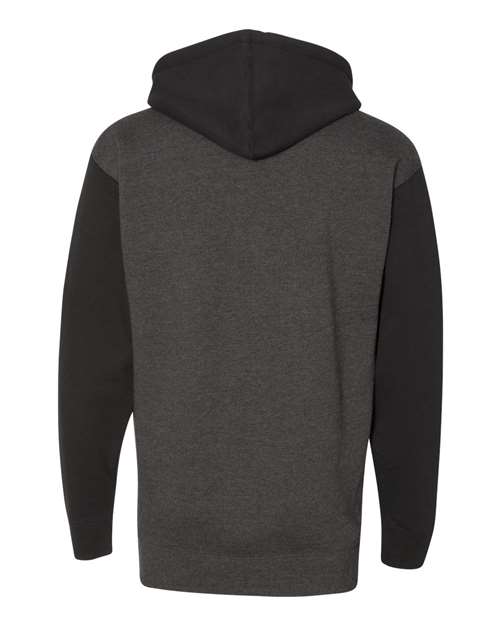 Independent Trading Co. IND4000 Heavyweight Hooded Sweatshirt - Charcoal Heather/ Black - back