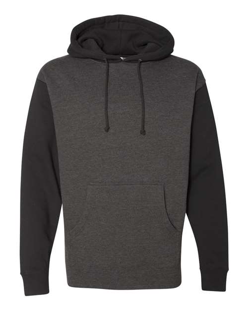Independent Trading Co. IND4000 Heavyweight Hooded Sweatshirt - Charcoal Heather/ Black - flat front