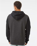 Independent Trading Co. IND4000 Heavyweight Hooded Sweatshirt - Charcoal Heather/ Black - model back