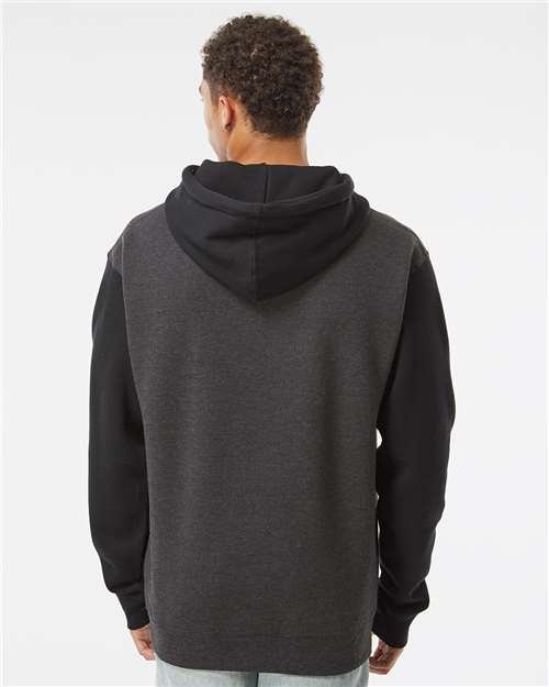 Independent Trading Co. IND4000 Heavyweight Hooded Sweatshirt - Charcoal Heather/ Black - model back