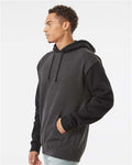 Independent Trading Co. IND4000 Heavyweight Hooded Sweatshirt - Charcoal Heather/ Black - model side