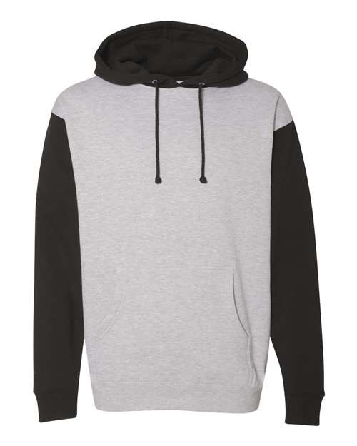 Independent Trading Co. IND4000 Heavyweight Hooded Sweatshirt - Grey Heather/ Black - flat front